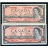Image 2 : BANK OF CANADA 1954 $2.00. Lot of 7 Notes with Mixed Signatures, BC-37. VG-UNC