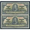 Image 3 : BANK OF CANADA 1937 $20.00. Lot of 5 Banknotes, BC-25. Graded: VG-F