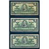 Image 1 : BANK OF CANADA 1937. Lot of 5 Mixed Denomination Banknotes in VG-VF