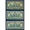 Image 1 : BANK OF CANADA 1937. Lot of 5 Mixed Denomination Banknotes in VG-VF