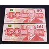 Image 2 : BANK OF CANADA 1988-1991. Lot of 14 Mixed Banknotes $20.- $50 in VF-UNC