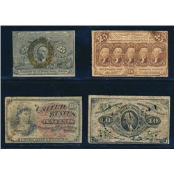 USA 1862-1863. Lot of 4 Fractional Curency Notes. Graded: VG-VF