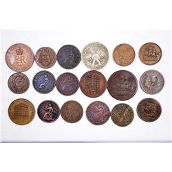 CANADA 1837-1934 A Lot of 18 Commercial Tokens Good-Extra fFne