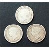 Image 2 : CANADA 1884-1885 A Lot of 3 Victoria 5 Cents in Good-Very Good