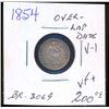 Image 1 : USA 1854 Half Dime BR-3069 Overlapped date V-1 Very Fine+