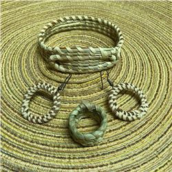 Lowcountry Charleston Sweetgrass Woven Bracelet, Earrings, Ring Set