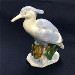 Vintage Blue Porcelain Shorebird, Heron Figurine