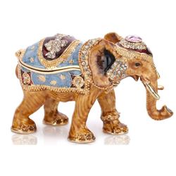 Royal Elephant Enamel & Gilt Trinket Jewel Box