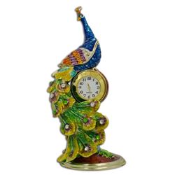 Sitting Peacock Clock Trinket Jewel Box