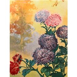 1920's Color Lithograph Print, Aster