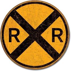 Railroad Crossing Metal Pub Bar Sign