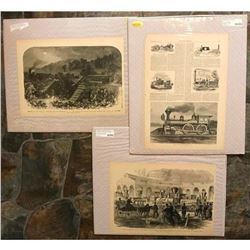 Group of 19thc Woodcut Engravings, Trains