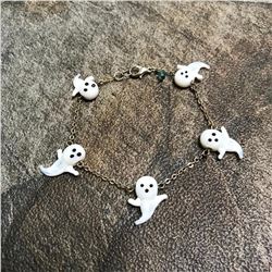 Hand-made Blown Glass Ghosts Haints Sterling Silver Bracelet