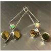 Image 1 : Modern Two Tone Ethiopian Opal & Sterling Earrings
