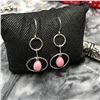 Image 3 : Peruvian Pink Opal Modern Sterling Silver Earrings