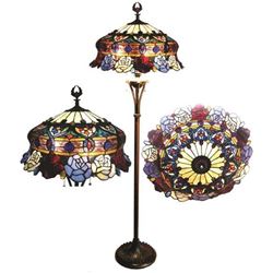 Victorian Roses Stained Glass Floor Lamp