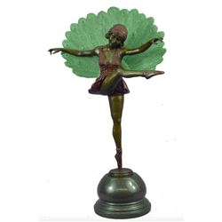 After Pellier, Art Deco Style Peacock Dancer Bronze Sculpture