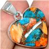 Image 1 : Oyster Shell & Turquoise Sterling Heart Pendant