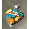 Image 2 : Oyster Shell & Turquoise Sterling Heart Pendant