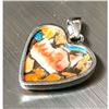 Image 3 : Oyster Shell & Turquoise Sterling Heart Pendant