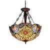 Image 1 : Victorian Sunflower Inverted Stained Glass Ceiling Light