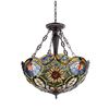 Image 2 : Victorian Sunflower Inverted Stained Glass Ceiling Light