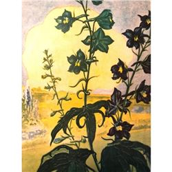 1920's Delphinium Color Lithograph Print