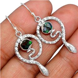 Chalama Black Opal & Sterling Silver Coiled Snake Earrings