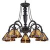 Image 1 : Tiffany Mission Style Large Stained Glass Chandelier