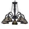 Image 2 : Tiffany Mission Style Large Stained Glass Chandelier