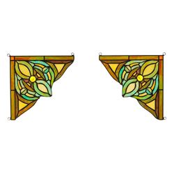 Pair of Victorian-style Stained Glass Window Panels