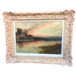 Twilight River Landscape, Oil Painting