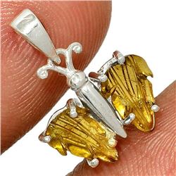 Carved Tourmaline Gemstone & Sterling Silver Butterfly Pendant