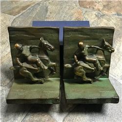 Equestrian Polo Player on Pony Metal Bookends