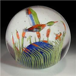 John Murphy Duck and Cattails Paperweight