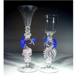 Pair of Gudenrath Dragon Stem Goblets