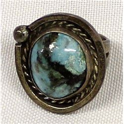 Vintage Navajo Sterling Turquoise Ring, Size 6