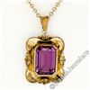 Image 1 : Victorian 8kt Gold Octagonal Bezel Set Amethyst Solitaire Pendant Necklace