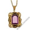 Image 3 : Victorian 8kt Gold Octagonal Bezel Set Amethyst Solitaire Pendant Necklace