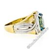 Image 8 : Estate 14kt Two Tone Gold 2.10 ctw Oval Aquamarine Grooved Cocktail Ring