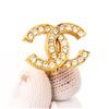 Image 5 : Chanel Vintage Gold Rhinestone CC Clip On Earrings