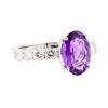 Image 1 : 3.10 ctw Amethyst and Diamond Ring - 14KT White Gold