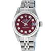Image 8 : Rolex Ladies Stainless Steel Red Diamond Quickset Datejust Wristwatch 26MM