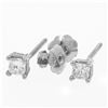 Image 1 : New 14K White Gold Princess Cut Solitaire Stud Earrings