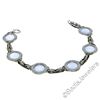 Image 7 : Antique Art Deco 14kt White Gold Blue Moonstone Etched Filigree Bracelet