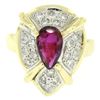 Image 1 : Vintage 18kt White and Yellow Gold 2.98 ctw Ruby and Diamond Cocktail Ring