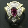 Image 2 : Vintage 18kt White and Yellow Gold 2.98 ctw Ruby and Diamond Cocktail Ring