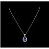 Image 2 : 18KT White Gold 6.20 ctw Tanzanite and Diamond Pendant With Chain