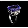 Image 4 : 10.50 ctw Tanzanite and Diamond Ring - 14KT White Gold