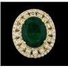 Image 2 : 6.63 ctw Emerald and Diamond Ring - 14KT Yellow Gold